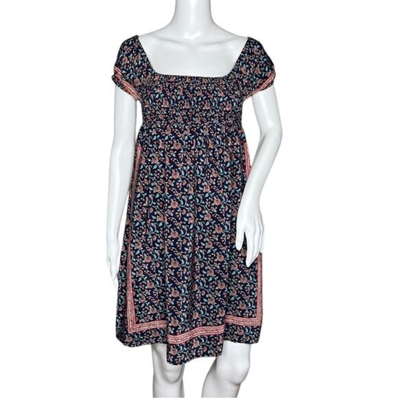 Urban Outfitters Ecote Dress Blue Pink Floral Flower‎ Silk Cottage Boho Peasant - Picture 1 of 6